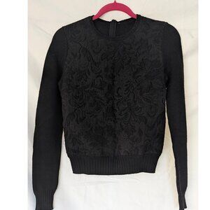 Black Italian embroidered sweater - sophisticated/cool!  size 40=size 4/6